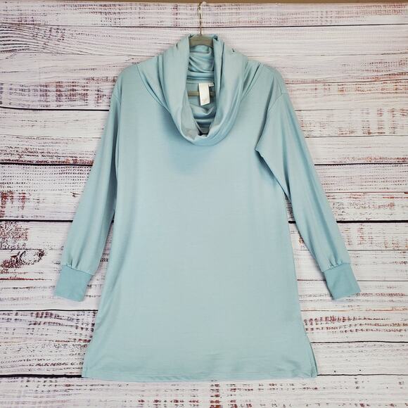 adyp Baby Blue Cowl Neck Sweater Dress Butter Soft Whimsy Fairy A-line Oversized - Picture 3 of 12